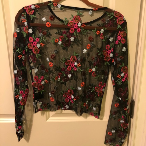 UO Mesh Floral Long Sleeve - Picture 6 of 7